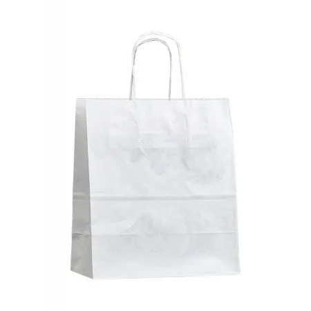 Крафт-пакет с кручеными ручками 24×14×28 см, 80 г/м², белый