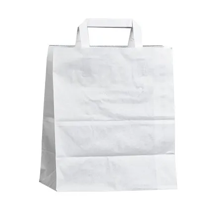 Крафт-пакет с плоскими ручками 32×20×37 см, 80 г/м², белый