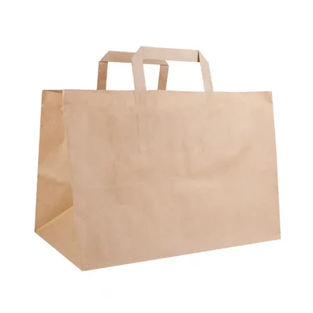 Крафт-пакет с плоскими ручками 32×20×22 см, 70 г/м², бурый
