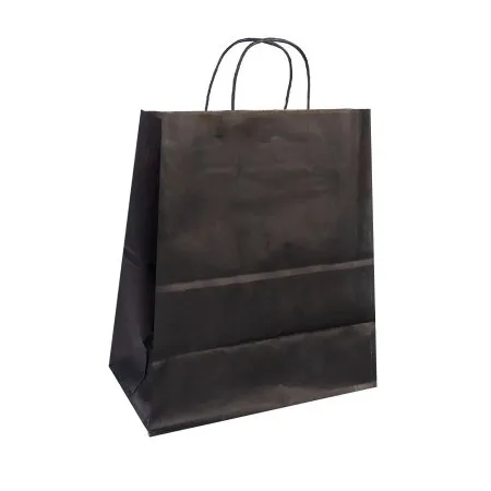 Крафт-пакет с кручеными ручками, 22×12×25 см, 70 г/м², черный