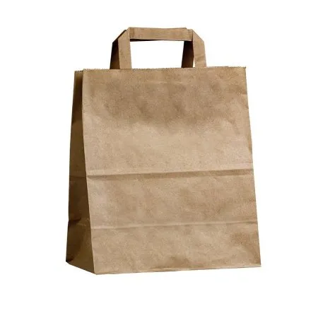 Крафт-пакет с плоскими ручками 32×18×32 см, 70 г/м², бурый