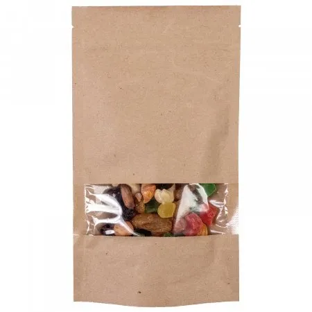 Крафт пакет Дой-Пак 13×22,5 см, с окном 4 см снизу, бурый