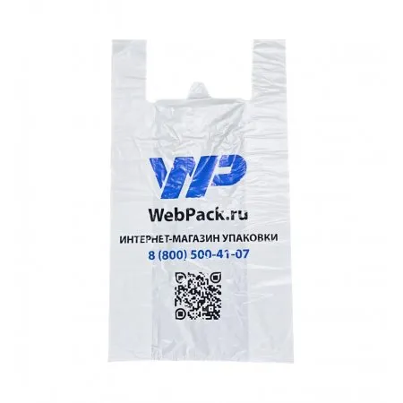 Пакет Майка 38×70 см (+18 см), с рисунком «WebPack», 25 мкм, белый